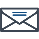 blue and yellow envelope icon for contact us via email