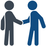 icon of two people shaking hands depicting Get Resume Help years in business