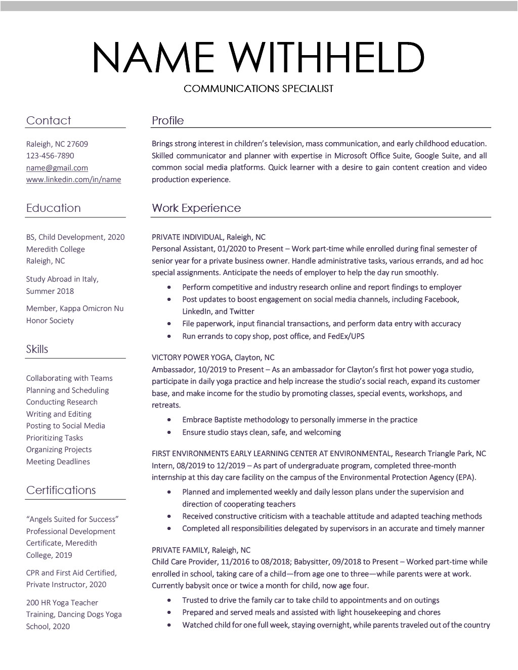 modern resume sample